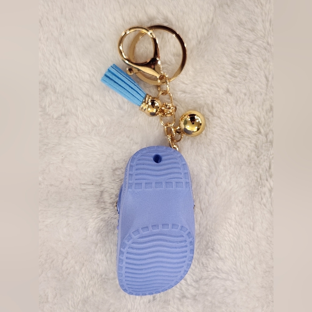 Sparkly Blue Mini Crocs Shoe Keychain Bag Charm - Picture 3 of 3